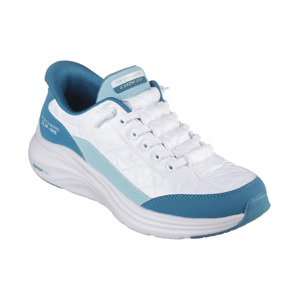 SKECHERS Slip-ins: Contour Foam - Cozy Fit (Ladies') White/Turquoise